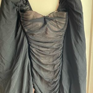 Black Mini Dress with Long Puff Sleeve